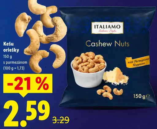 Italiamo kešu oriešky s parmezánom