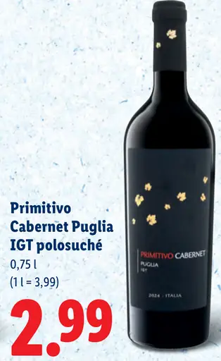 Primitivo Cabernet Puglia IGT polosuché červené víno