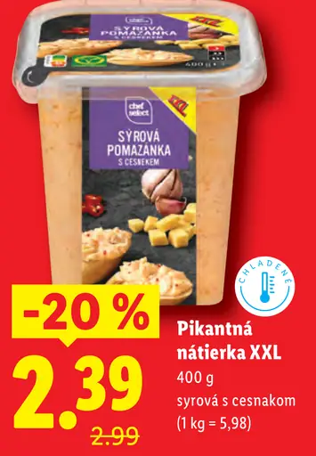 Pikantná nátierka XXL syrová pomazánka s cesnakom