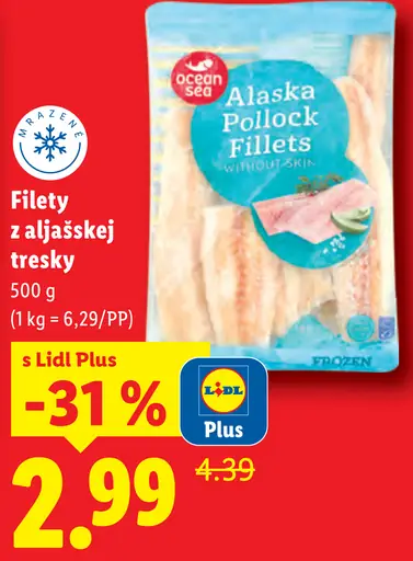 Filety z aljašskej tresky mrazené