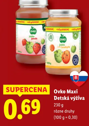 Ovko Maxi detská výživa rôzne druhy