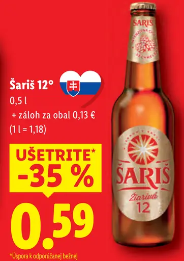 Šariš 12° pivo fľašové