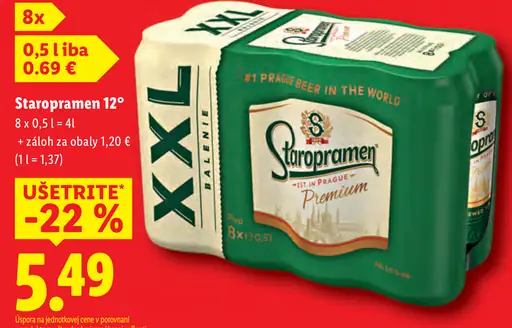 Staropramen 12° pivo plechovka