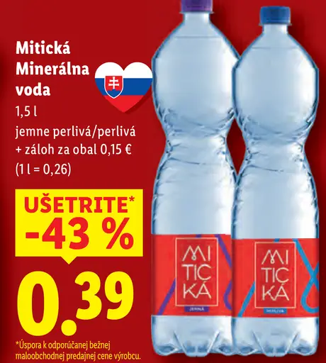 Mitická Minerálna voda jemne perlivá