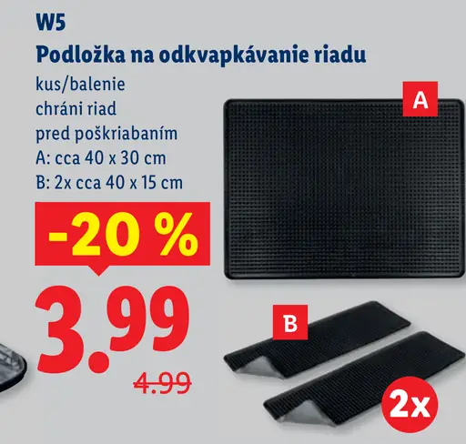 W5 podložka na odkvapkávanie riadu