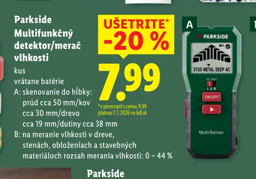 Parkside Multifunkčný detektor/merač vlhkosti