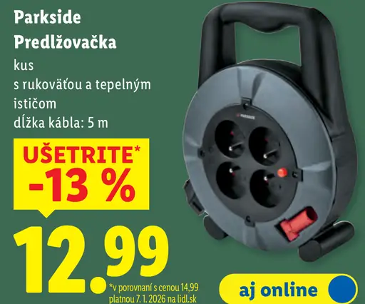 Parkside predlžovačka s navíjačom