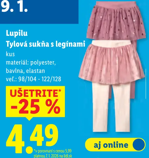 Lupilu Tylová sukňa s legínami