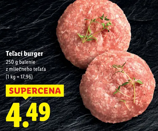 Teľací burger z mliečneho teľaťa
