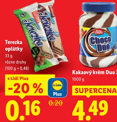 Terezka oplátky rôzne druhy