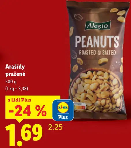 Alesto Peanuts arašidy pražené a solené