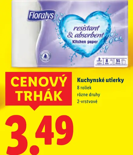 Floralys kuchynské utierky 2-vrstvové rôzne druhy