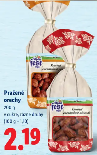 Alpen Fest pražené orechy v cukre