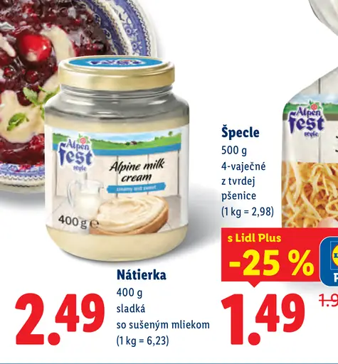Alpen Fest špecle švábské Spätzle