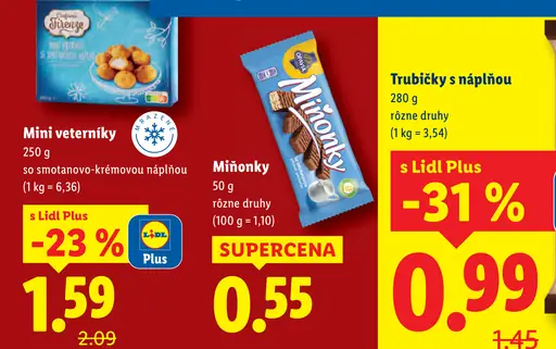 Sondey Miňonky čokoládové tyčinky