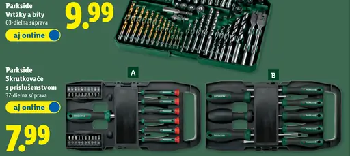 Parkside vrtáky a bity 63-dielna súprava
