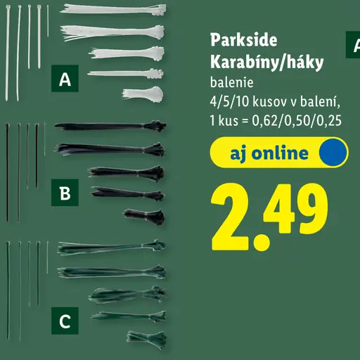 Parkside karabíny/háky