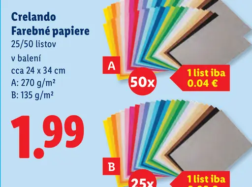 Crelando Farebné papiere A