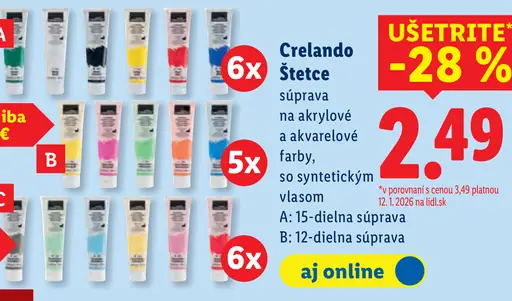 Crelando štetce súprava na akrylové a akvarelové farby A 15-dielna