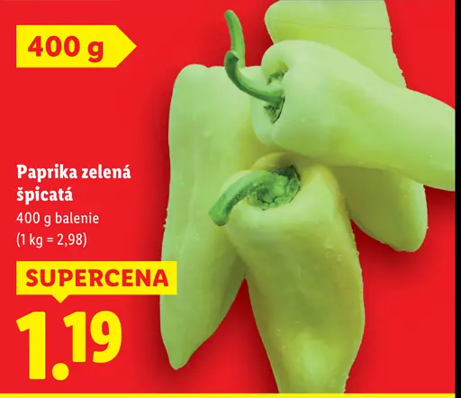 Paprika zelená špicatá