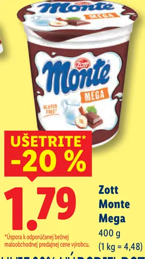Zott Monte Mega mliečny dezert