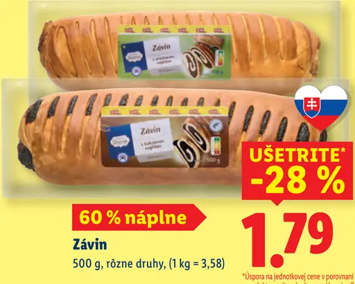 Závin sladké pečivo rôzne druhy