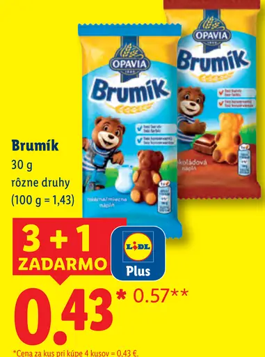 Opavia Brumík piškótový medvedík rôzne druhy