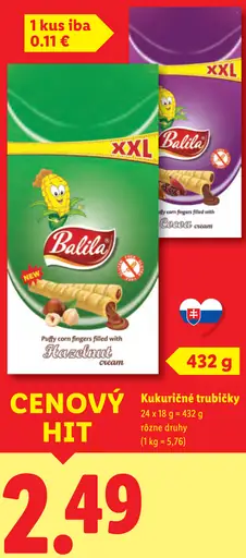 Balila kukuričné trubičky lieskovoorieškový krém rôzne druhy