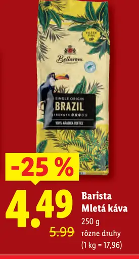 Bellarom Barista mletá káva Brazil