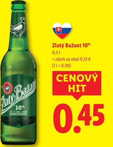 Zlatý Bažant svetlé pivo fľaša