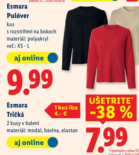 Esmara dámsky pulóver s rozstrihmi na bokoch