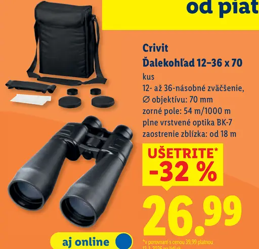 Crivit Ďalekohľad 12–36 x 70