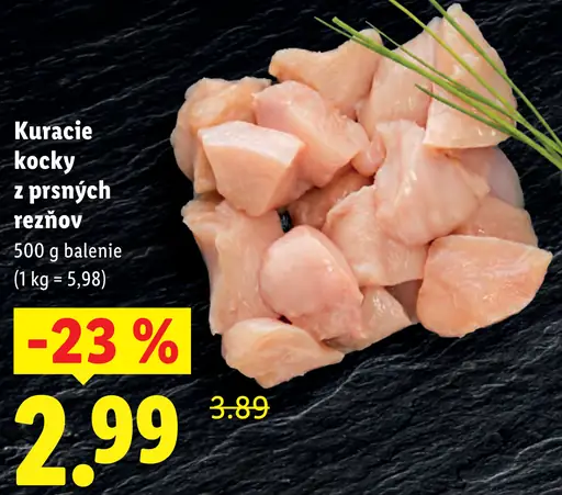 Kuracie kocky z prsných rezňov čerstvé