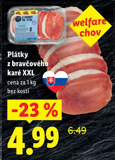 Plátky z bravčového karé bez kosti