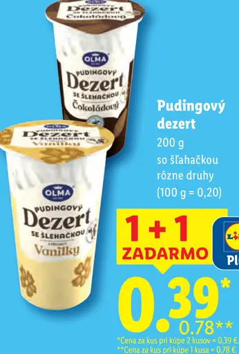 Olma Pudingový dezert so šľahačkou rôzne druhy