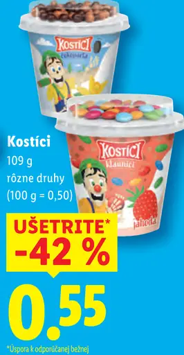 Kostici jogurtový dezert rôzne druhy