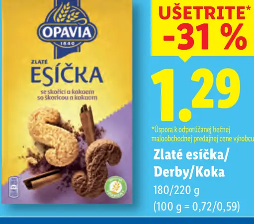 Opavia Zlaté Esíčka/Koka/Derby sušienky