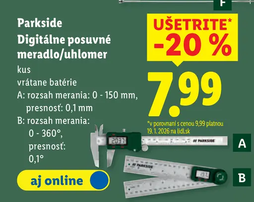 Parkside Digitálne meradlo/uhlový uhlomer