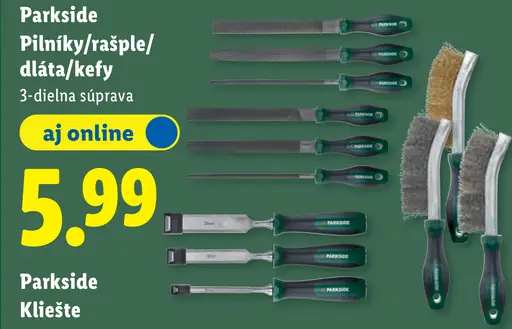 Parkside Pilníky/rašple/dláta/kefy 3-dielna súprava