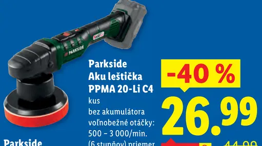 Parkside aku leštička PPMA 20-Li C4