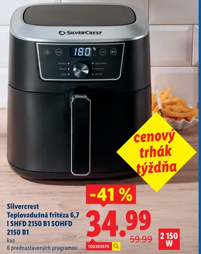 Silvercrest teplovzdušná fritéza 6,7 l SHFD 2150 B1 SOHFD 2150 B1