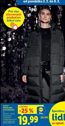 Esmara dámsky dlhý prešívaný kabát