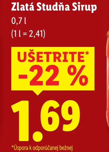 Zlatá Studňa Sirup s príchuťou malina