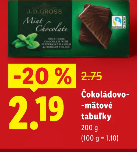 Čokoládovo-mätové tabuľky