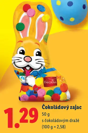 Favorina čokoládový zajac s čokoládovým dražé