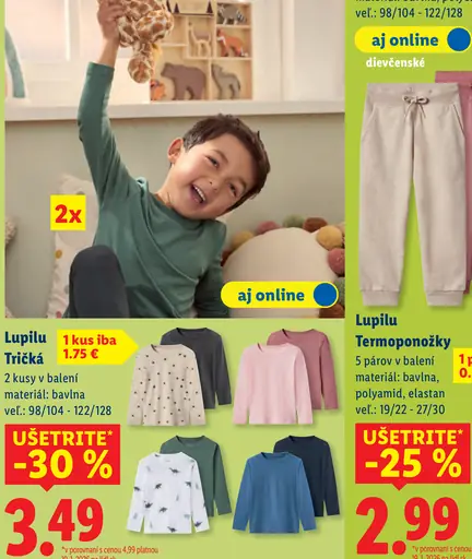 Lupilu tričká detské s dlhým rukávom