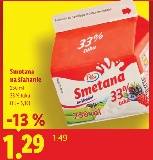 Pilos Smotana na šľahanie 33% tuku