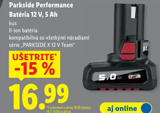 Parkside Performance batéria 12 V 5 Ah