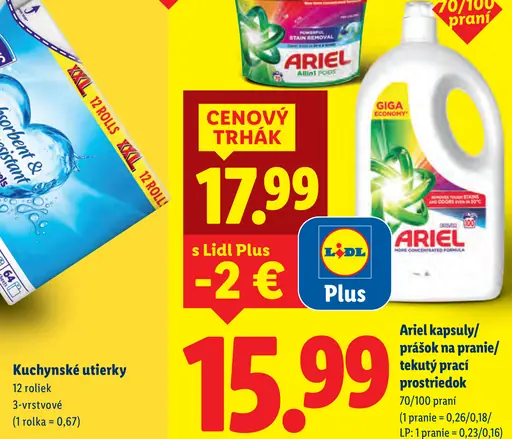 Ariel kapsuly/prášok na pranie/tekutý prací prostriedok Giga Economy