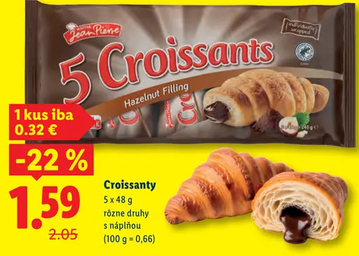 Jean Pierre croissanty s lieskovoorieškovou náplňou